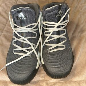 adidas Gray Athletic basketball Shoes with White Laces BY3767